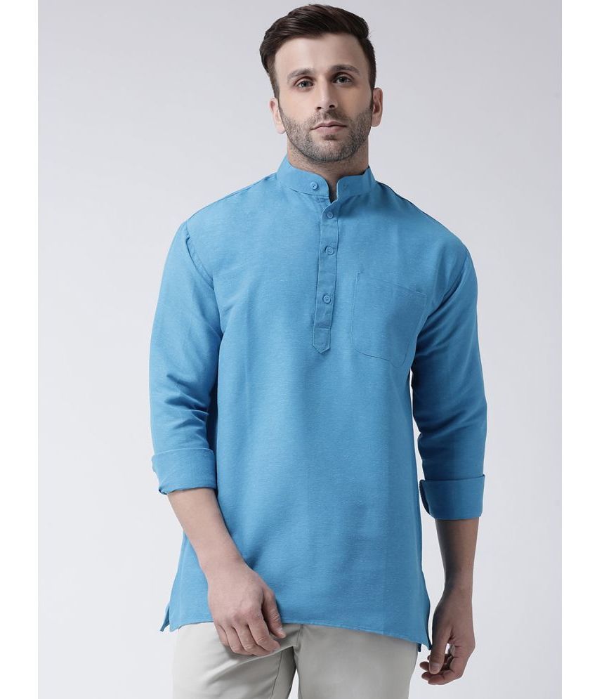     			RIAG Blue Cotton Men's Shirt Style Kurta ( Pack of 1 )