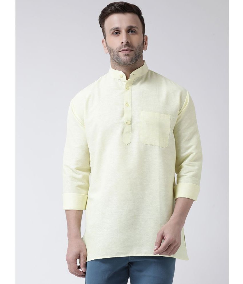     			RIAG Yellow Cotton Men's Shirt Style Kurta ( Pack of 1 )