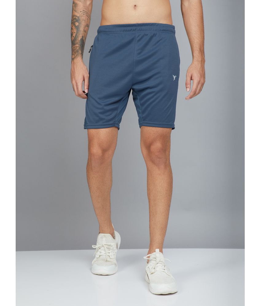     			Technosport Light Blue Polyester Men's Gym Shorts ( Pack of 1 )