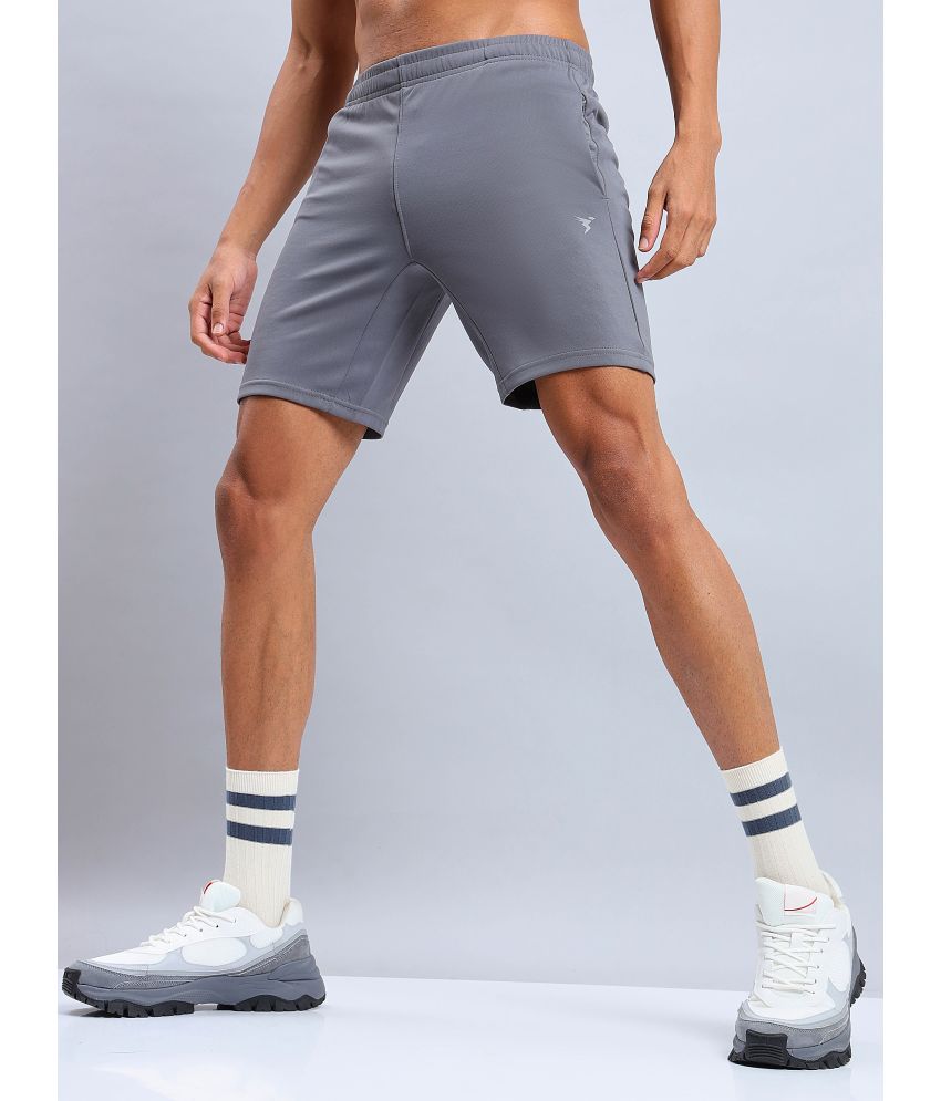     			Technosport Silver Polyester Men's Gym Shorts ( Pack of 1 )