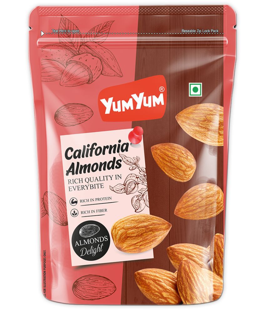     			YUM YUM 100% Natural Dry Fruits California Almonds  (500g) Badam