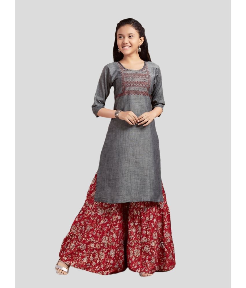     			Aarika Grey Cotton Girls Kurta and Sharara Set ( Pack of 1 )