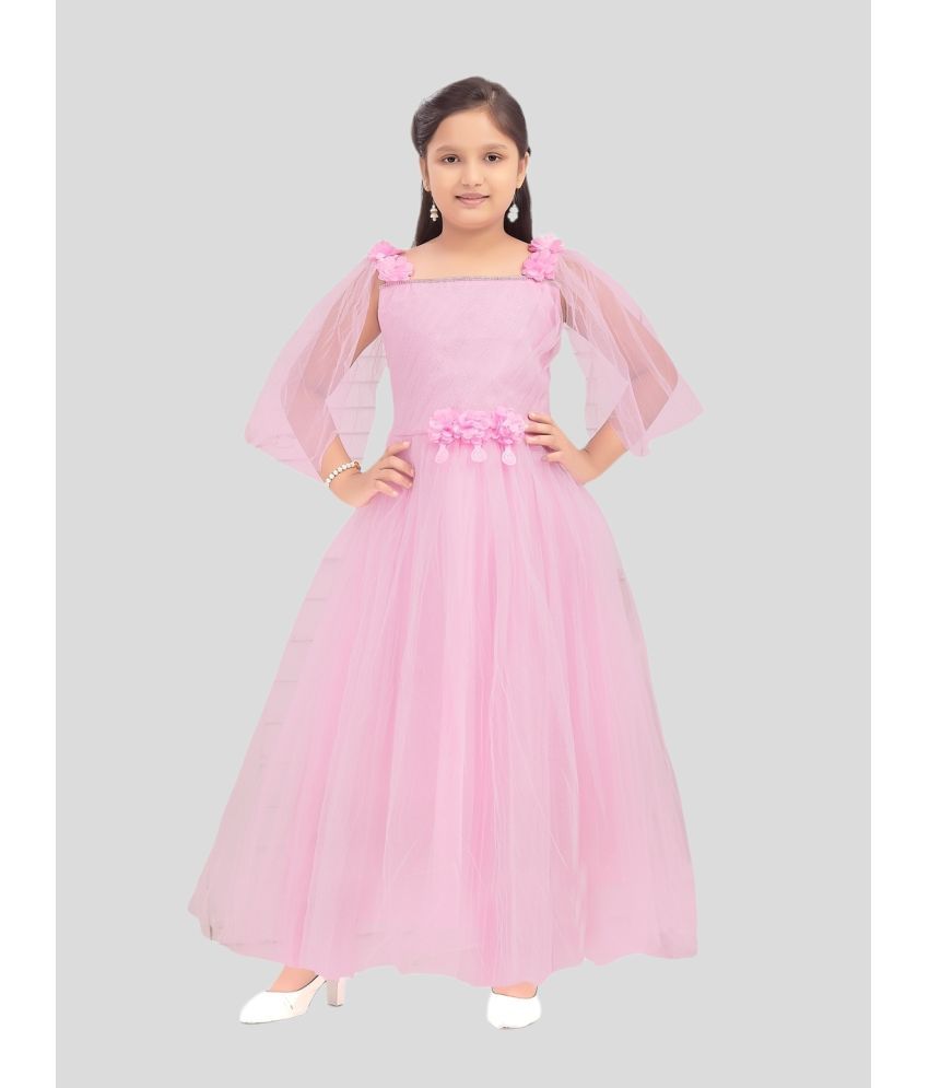     			Aarika Net Fit And Flare Dress For Girls ( Pack of 1 , Pink )