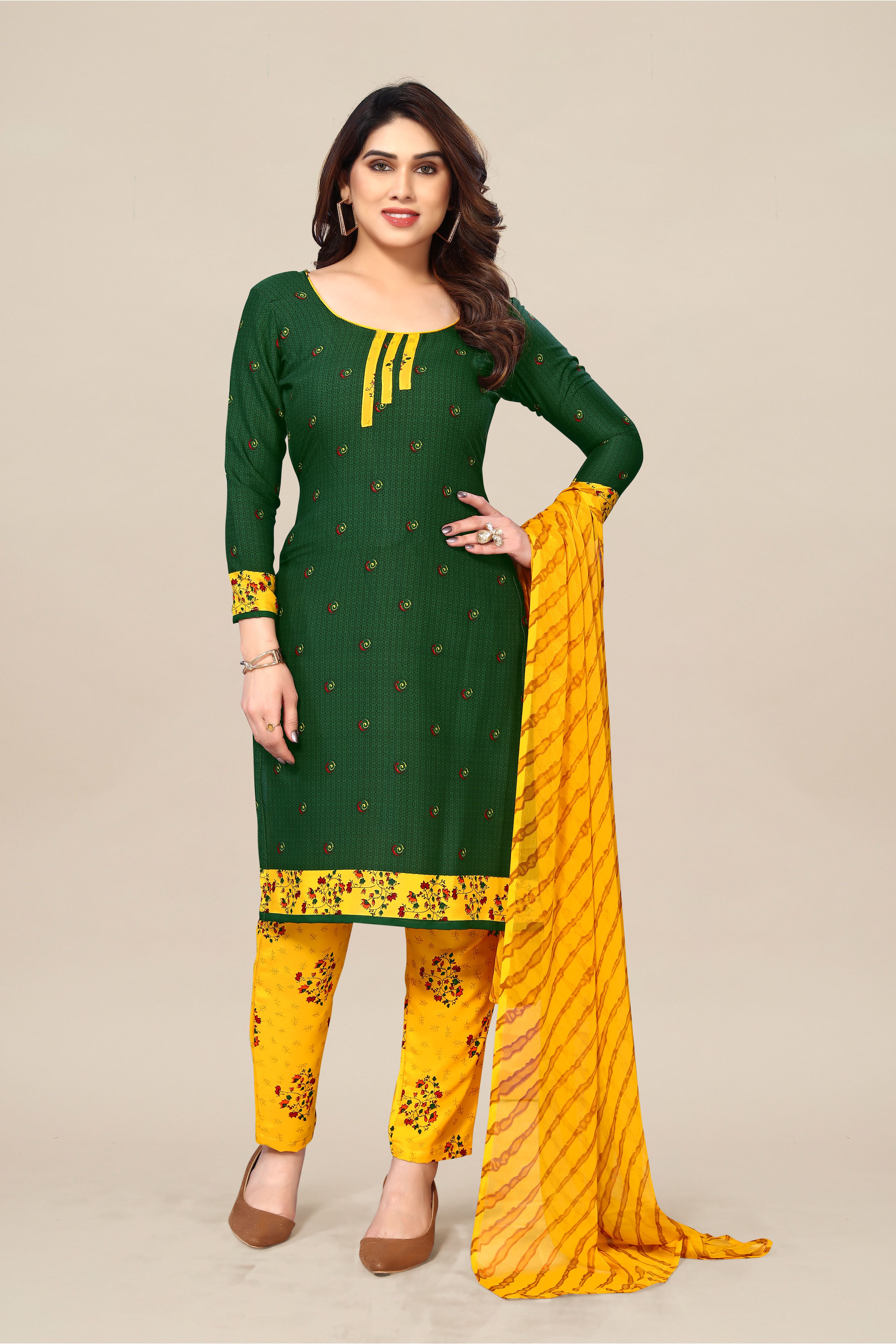     			Kashvi Unstitched Crepe Printed Dress Material - Green ( Pack of 1 )