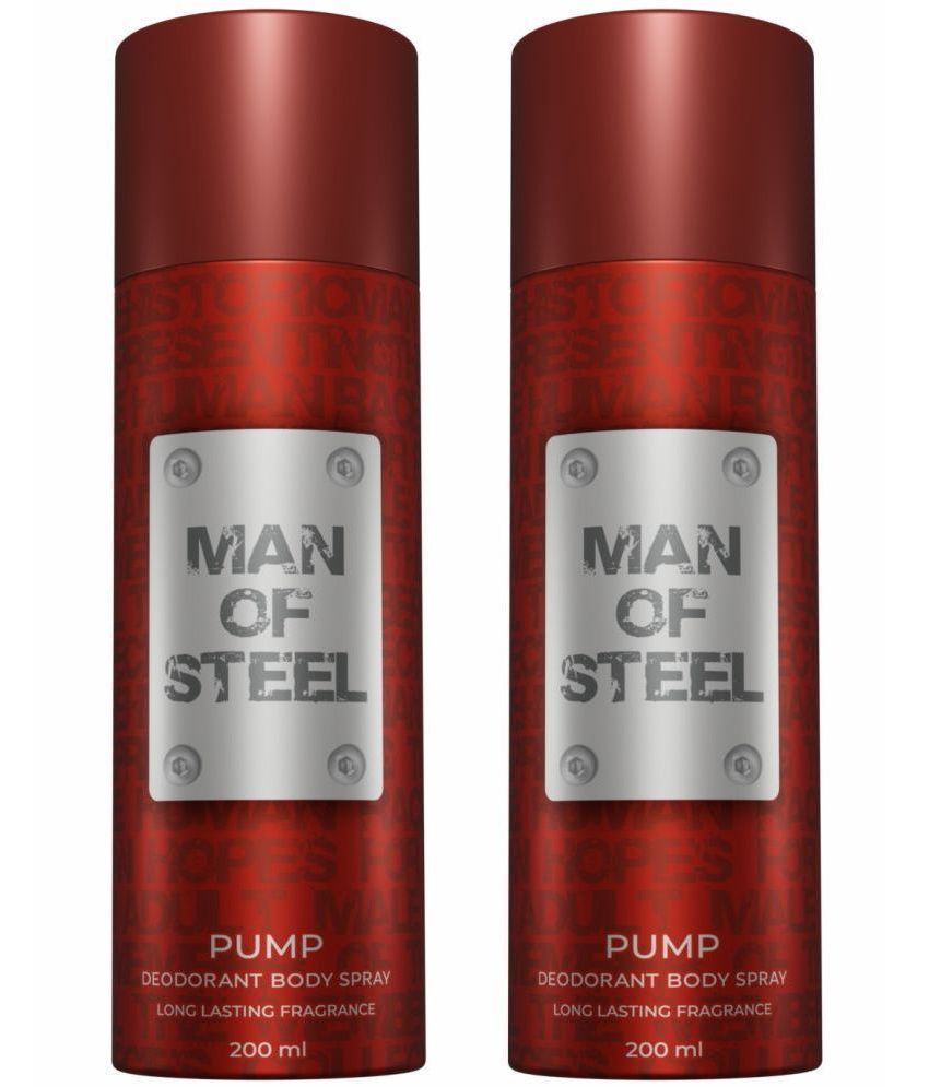     			Denver Man Of Steel Pump Deodorant Spray for Men 400 ml ( Pack of 2 )
