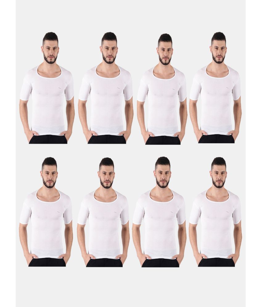     			Pack of 8 Dollar lehar White Cotton Men's Vest