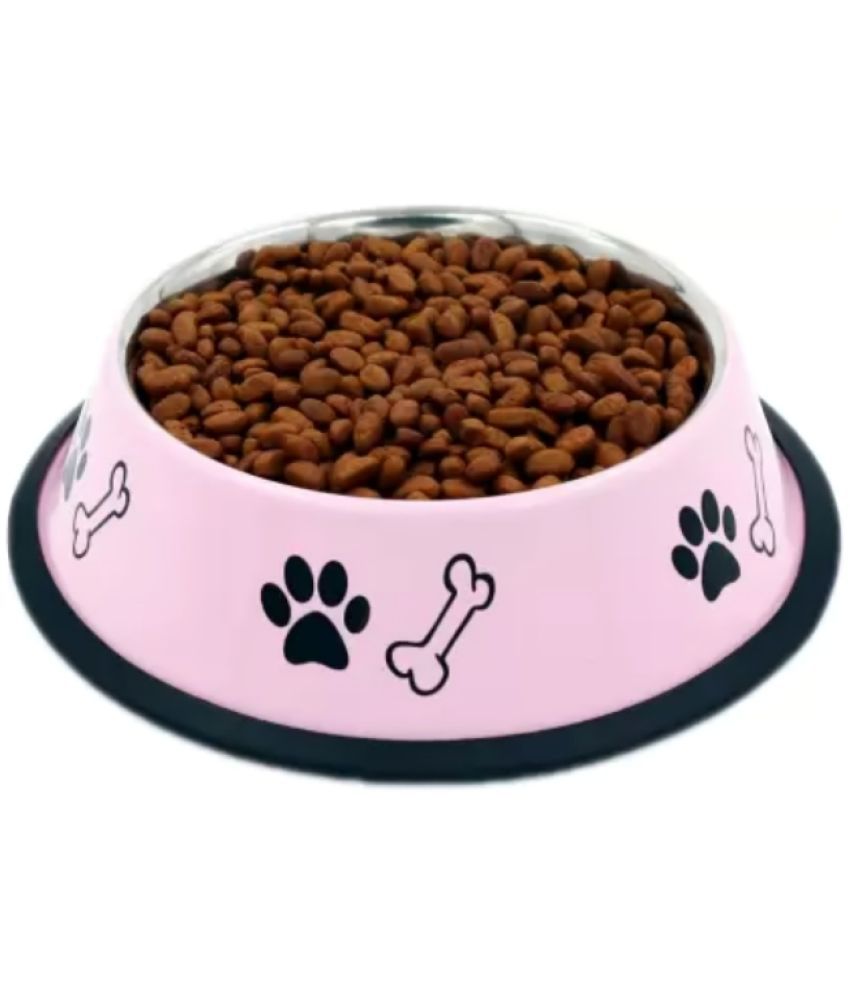     			Gau Sudh - Stainless Steel Dog Food Pink Bowl 1.5 L