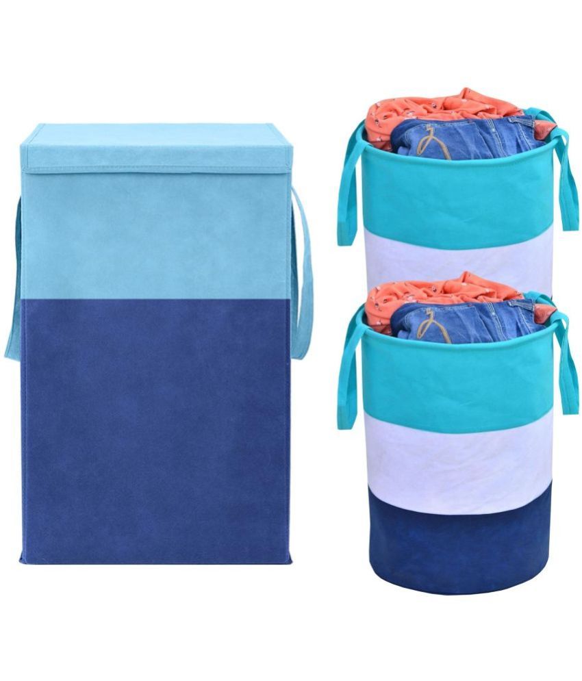     			HOMETALES Blue Laundry Bag