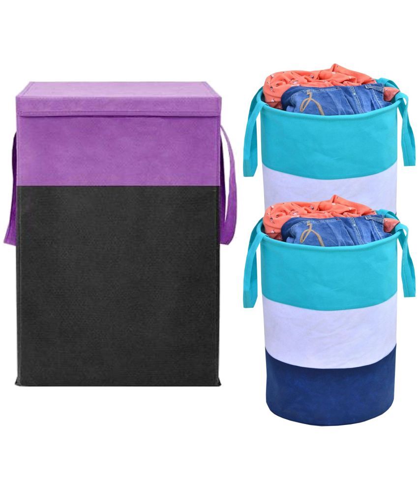     			HOMETALES Purple Laundry Bag