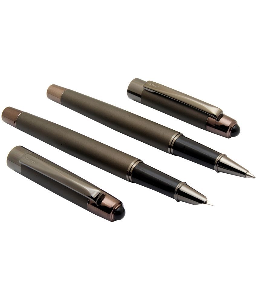     			Srpc Luoshi 5307 Set Of Fountain Pen & Rollerball Pen Matte Gray Metal Body With Gunmetal Trims
