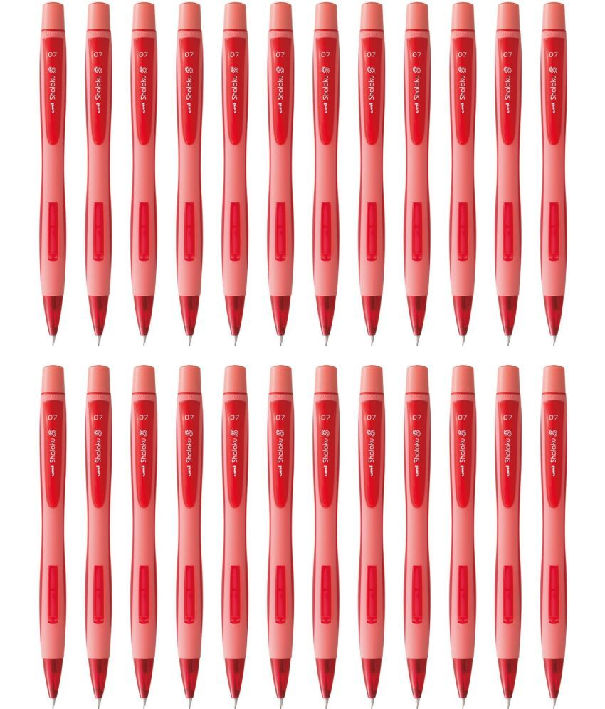     			uni-ball Shalaku M7 228 0.7mm, Built in Eraser (Black Body) Pencil (Set of 24, Red)