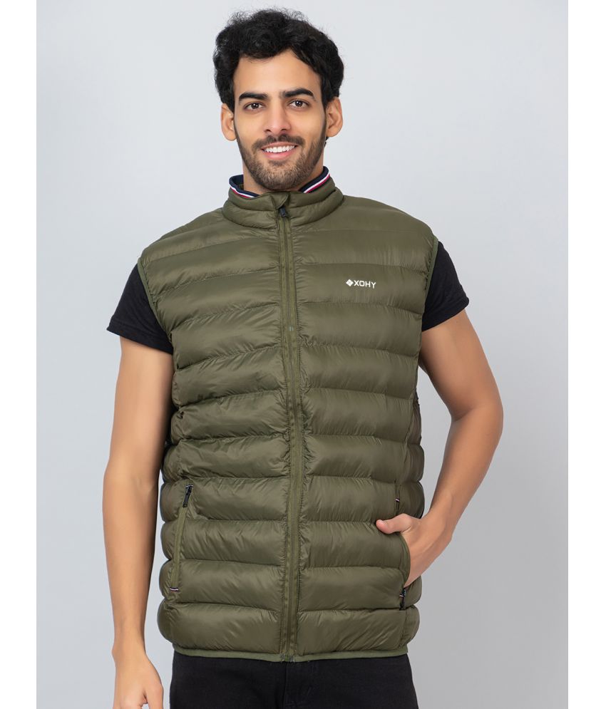     			xohy Cotton Blend Men's Puffer Jacket - Olive ( Pack of 1 )