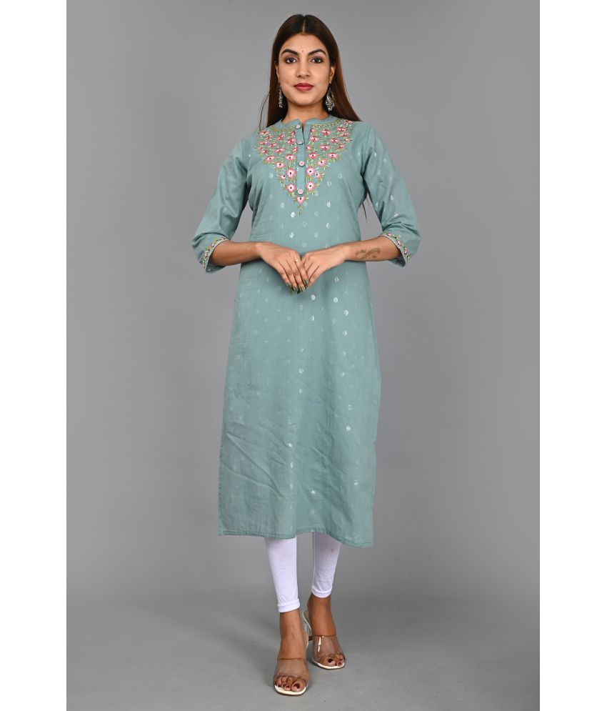     			Amira creations Cotton Embroidered Kurti With Churidar Women's Stitched Salwar Suit - Grey ( Pack of 1 )