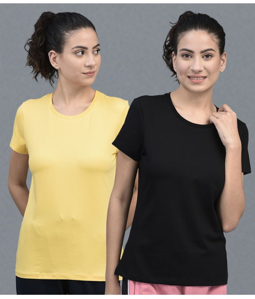     			Dollar Multicolor Cotton Blend Regular Fit Women's T-Shirt ( Pack of 2 )