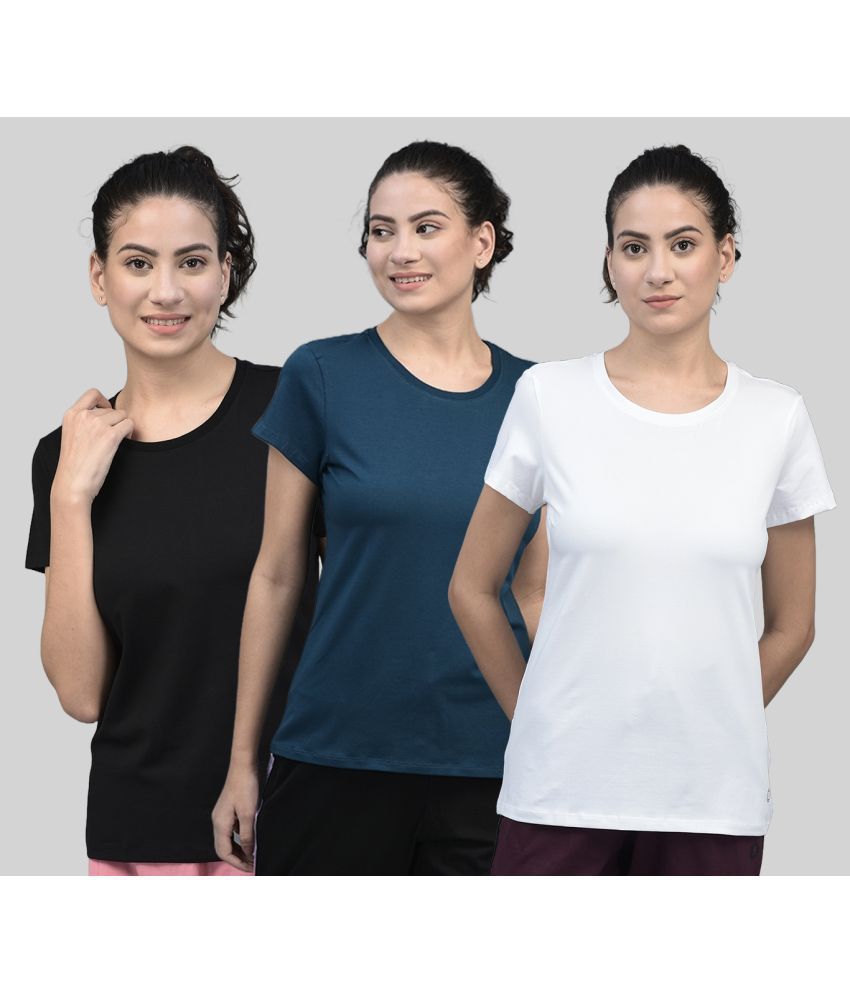     			Dollar Multicolor Cotton Blend Regular Fit Women's T-Shirt ( Pack of 3 )