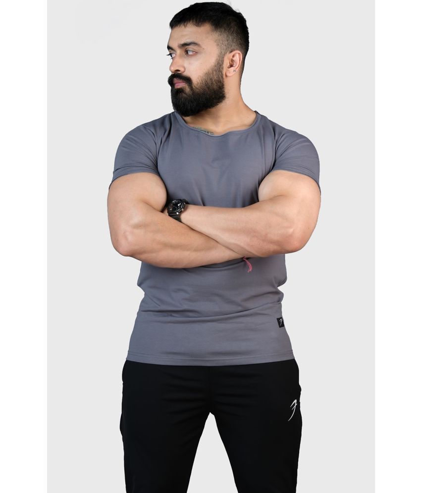     			Fuaark Grey Cotton Slim Fit Men's Sports T-Shirt ( Pack of 1 )