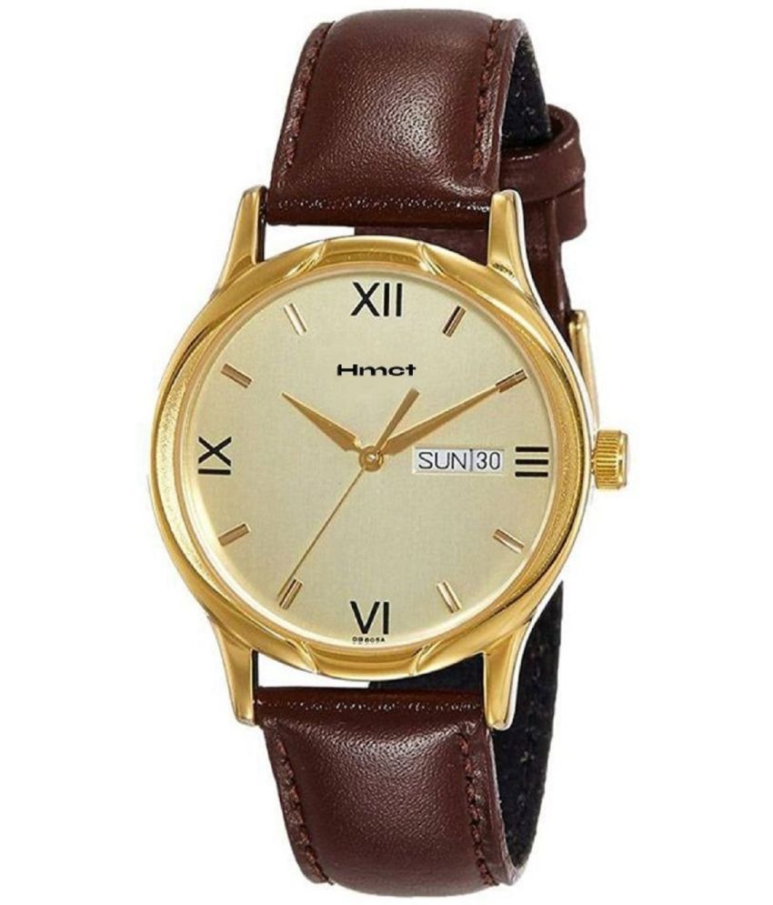     			HMCT Brown Leather Analog Men's Watch