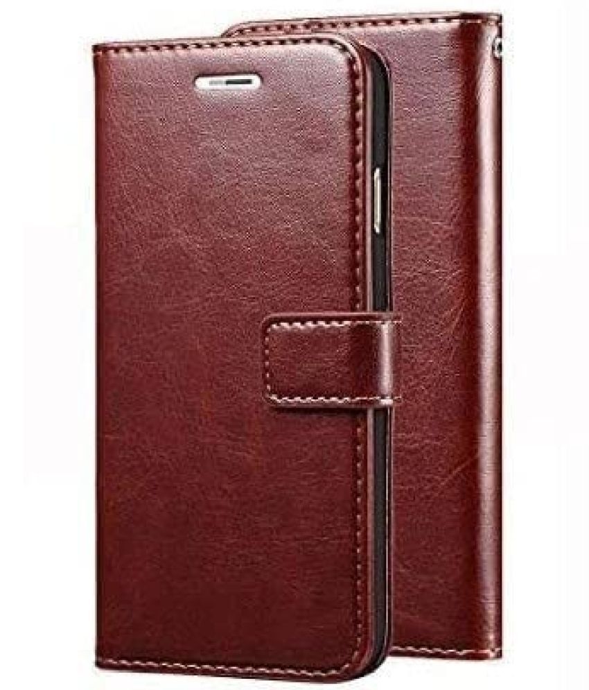     			Kosher Traders Brown Flip Cover Artificial Leather Compatible For Vivo V27 ( Pack of 1 )