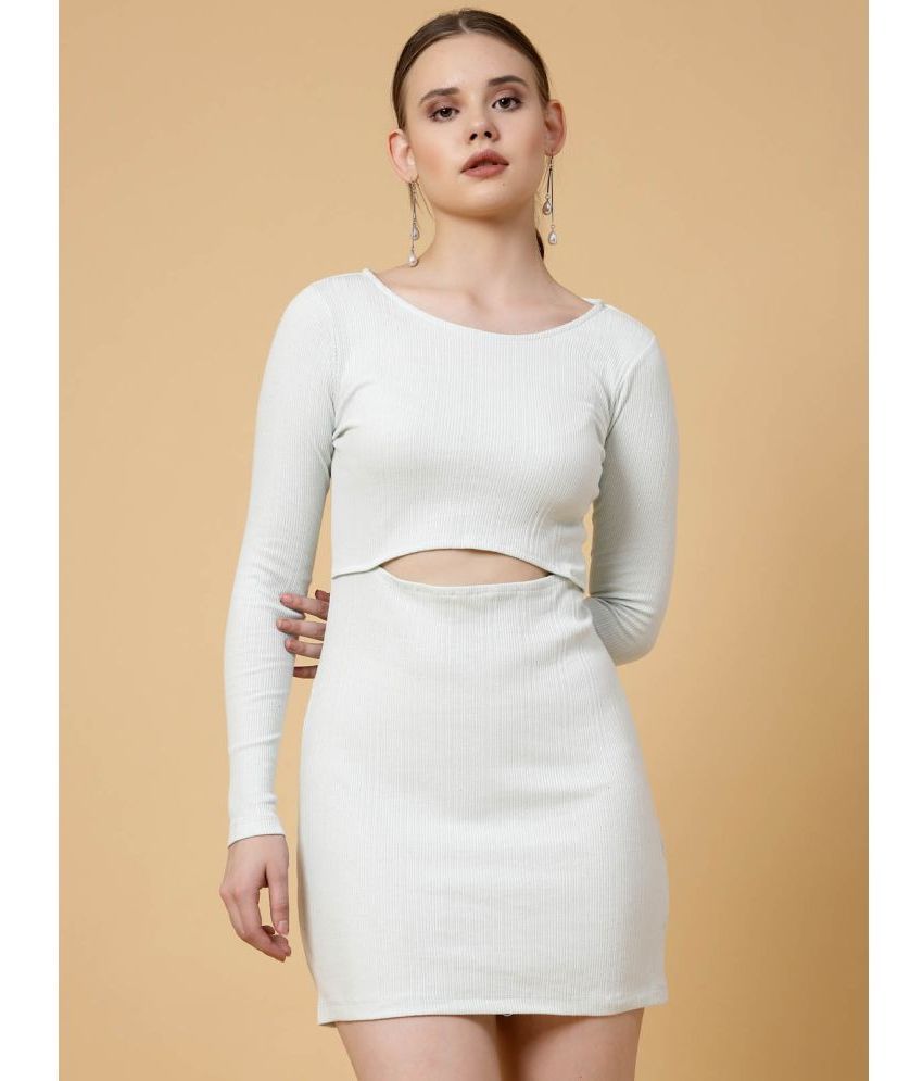     			Rigo Cotton Solid Mini Women's Bodycon Dress - White ( Pack of 1 )