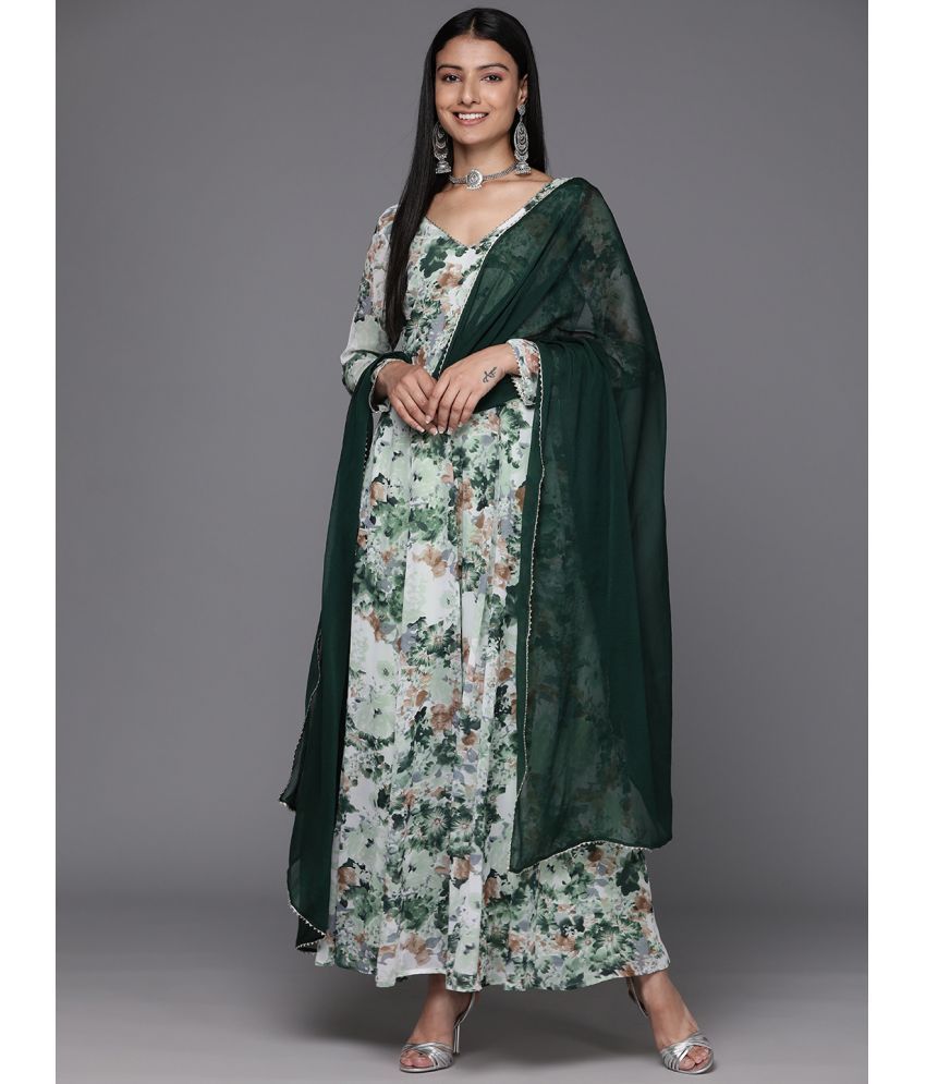     			Varanga Georgette Printed Anarkali Women's Kurti - Green ( Pack of 1 )