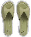 Carlton London Lime Green Women's Slide Flip Flop