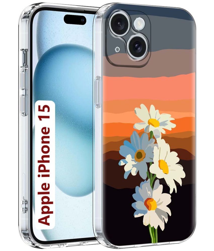     			Fashionury Multicolor Printed Back Cover Silicon Compatible For Apple iPhone 15 ( Pack of 1 )