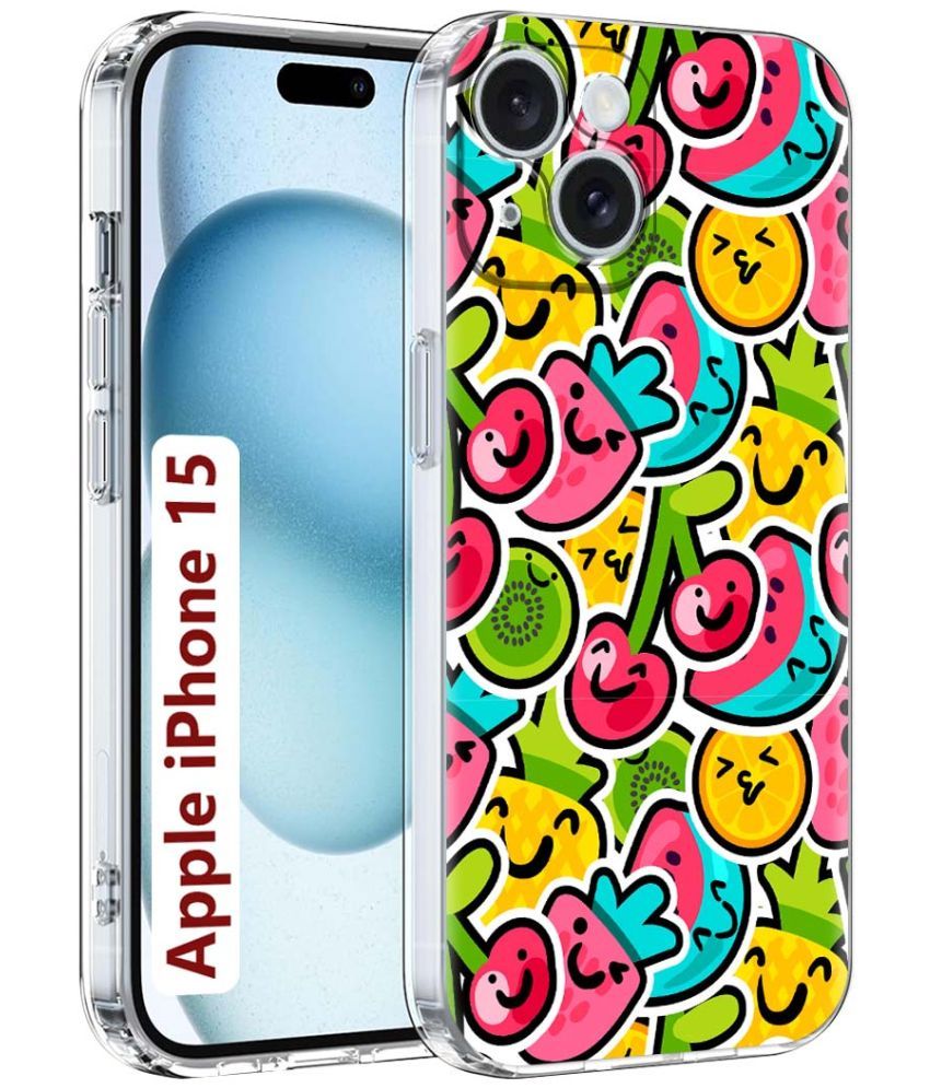     			Fashionury Multicolor Printed Back Cover Silicon Compatible For Apple iPhone 15 ( Pack of 1 )