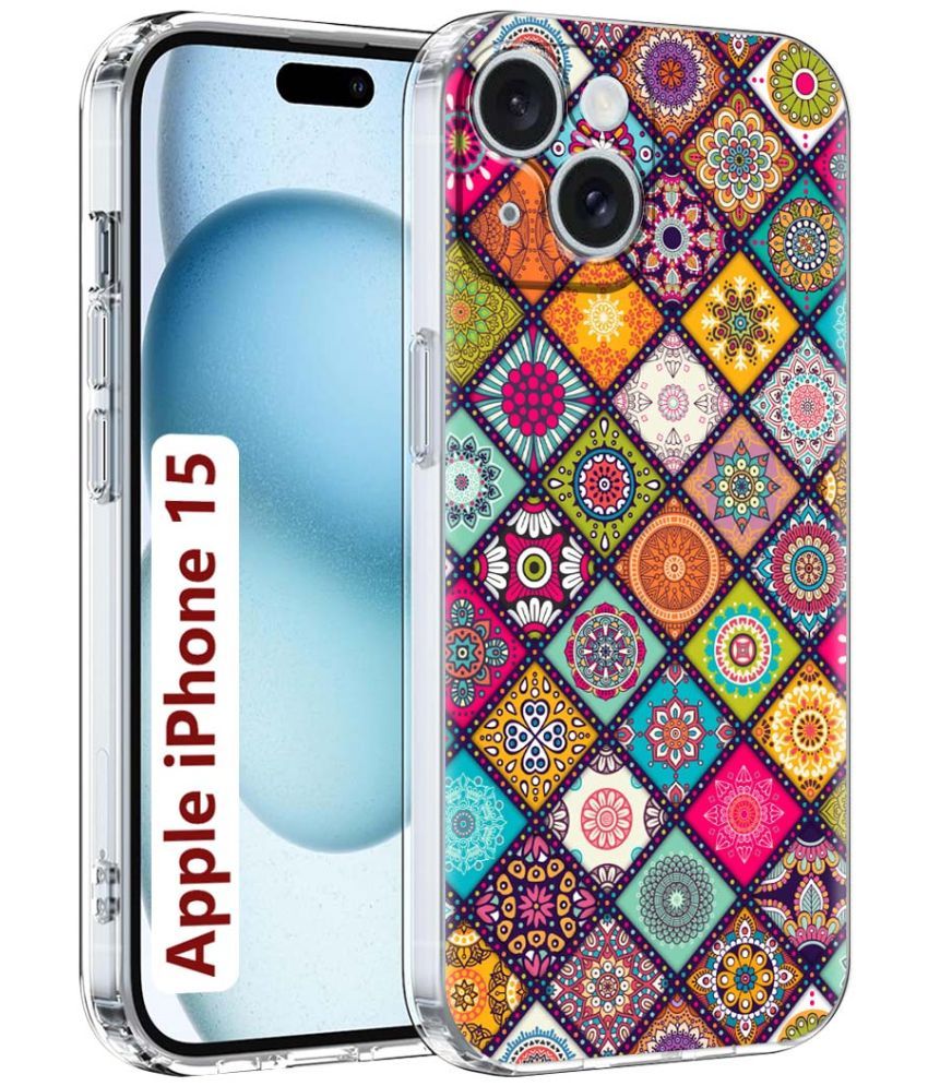     			Fashionury Multicolor Printed Back Cover Silicon Compatible For Apple iPhone 15 ( Pack of 1 )