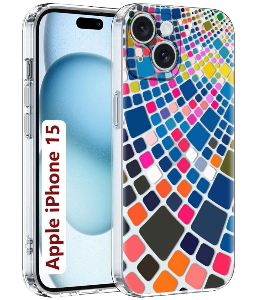     			Fashionury Multicolor Printed Back Cover Silicon Compatible For Apple iPhone 15 ( Pack of 1 )