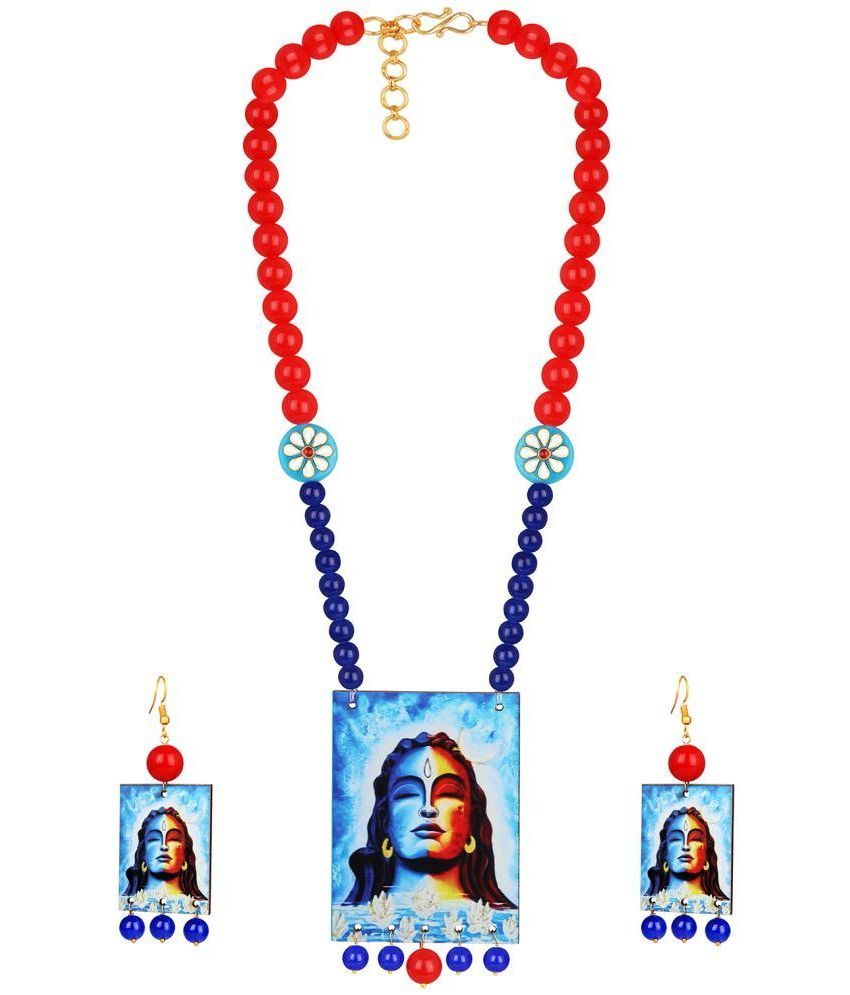     			JFL Red Glass Necklace Set ( Pack of 1 )