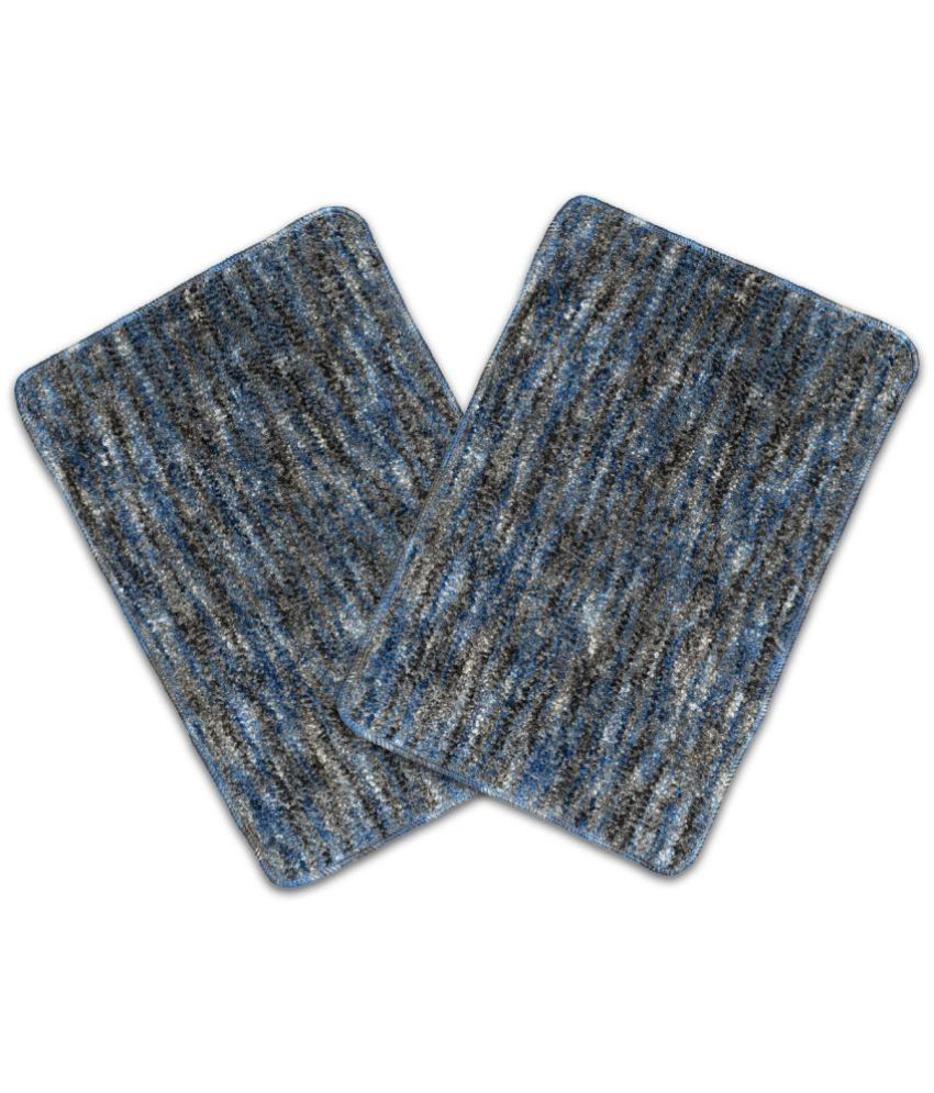     			LADLI JEE Anti-skid Microfibre Bath Mat Other Sizes cm ( Pack of 2 ) - Blue