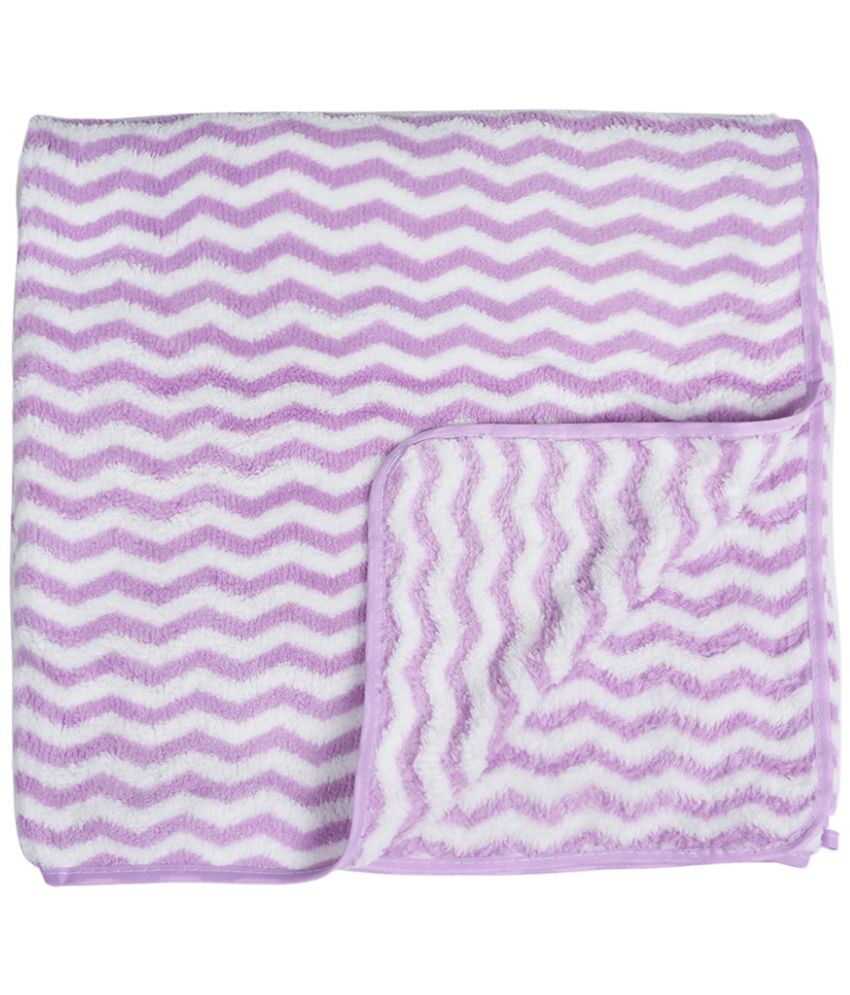     			STYLE SHOES Cotton Blend Striped 325 -GSM Bath Towel ( Pack of 1 ) - Purple