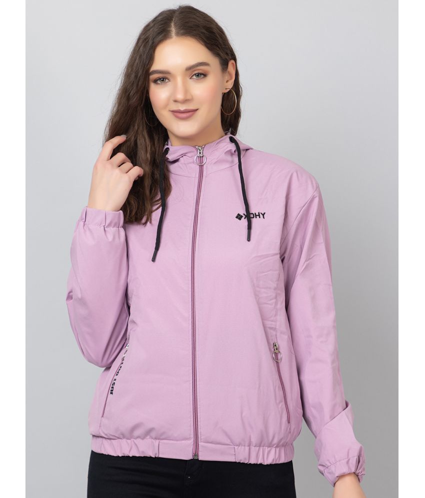     			xohy - Cotton Blend Purple Hooded Jackets