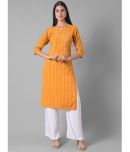 Dollar Missy Cotton Blend Embellished Straight Women's Kurti - Yellow ( Pack of 1 )