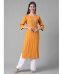 Dollar Missy Cotton Blend Embellished Straight Women's Kurti - Yellow ( Pack of 1 )