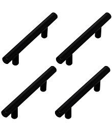 Atlantic Cabinet Handle Pull Stainless Steel Black Coating for Kitchen and All Types Wooden Furniture Doors , Total Length: 4 inches, Hole to Hole - 64 MM,Pack of 4 PCS