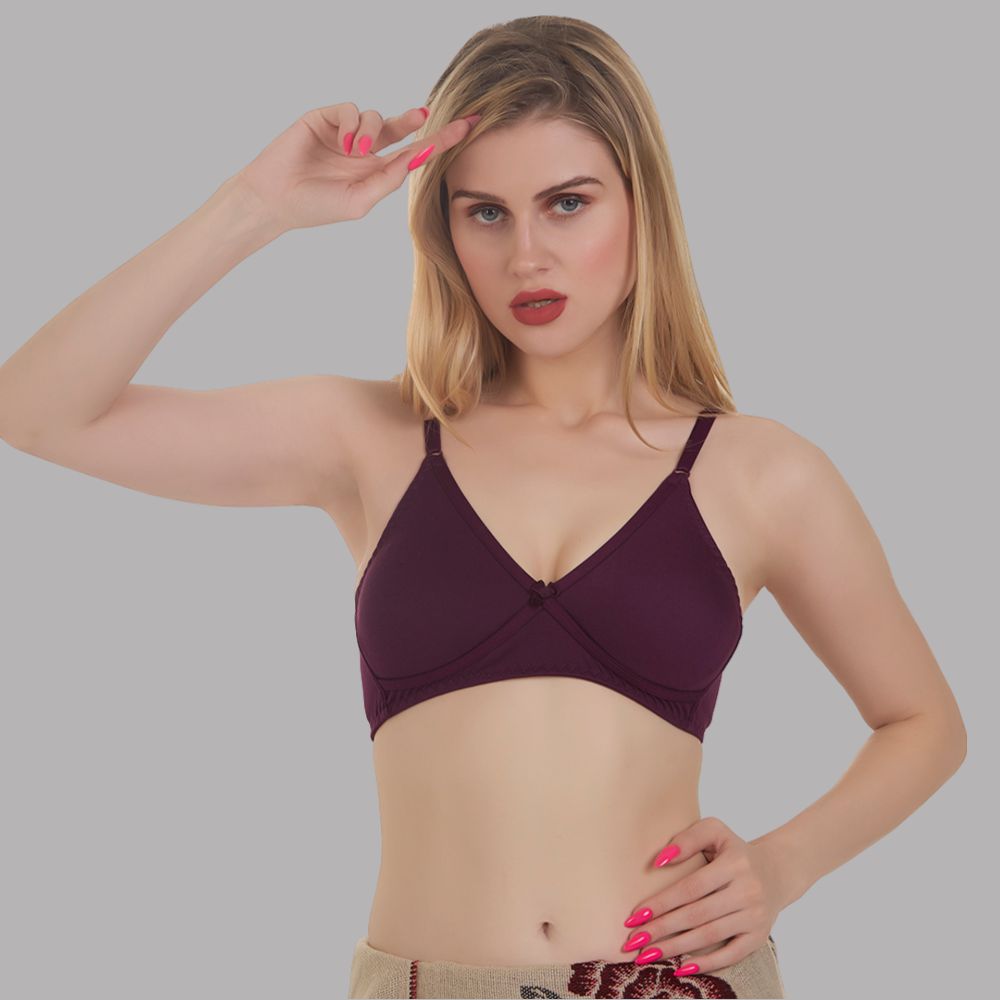     			Affinity purple Cotton Blend Non Padded Women's Everyday Bra ( Pack of 1 )