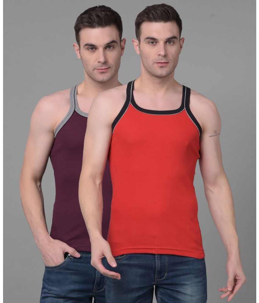     			Pack of 2 Dollar Bigboss Assorted Solid Cotton Blend Men Vest