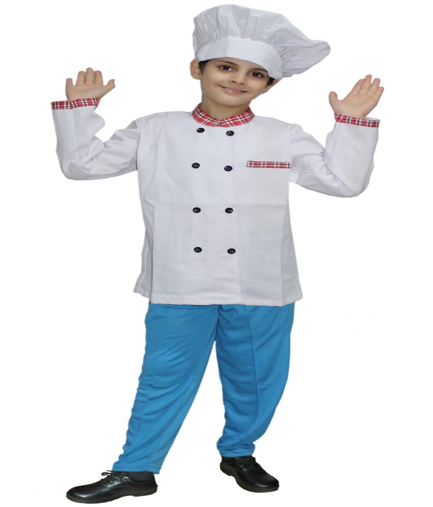     			Kaku Fancy Dresses Our Community Helper Chef Costume -White, 7-8 Years, For Boys & Girls