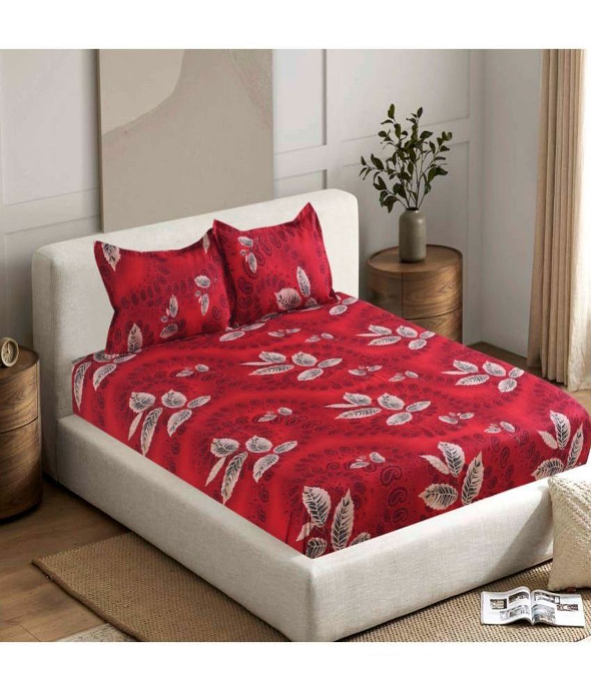     			Valtellina Cotton Nature 1 Double Bedsheet with 2 Pillow Covers - Red