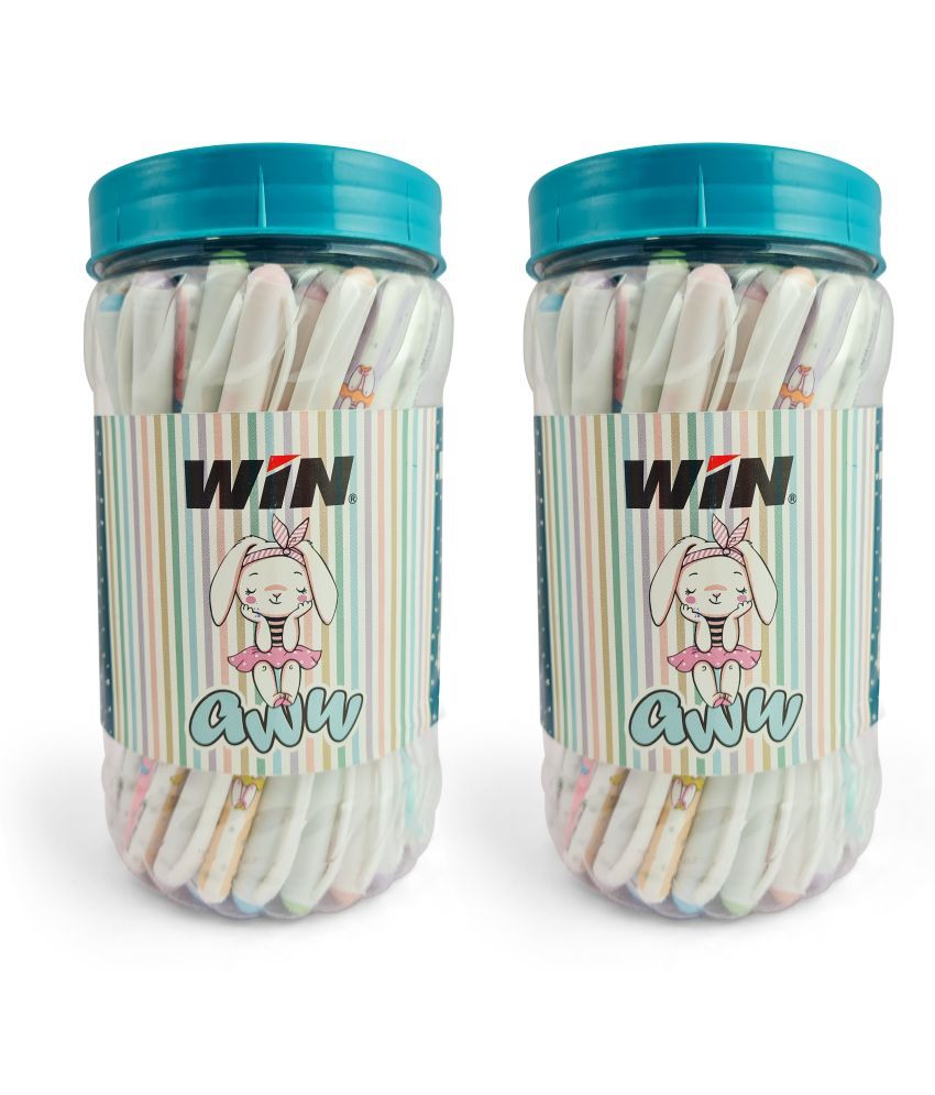     			Win Aww 100Pcs Blue Ink Jar|Cute & Stylish Design Body|0.7 mm tip|Smooth Writing| Ball Pen (Pack of 100, Blue)