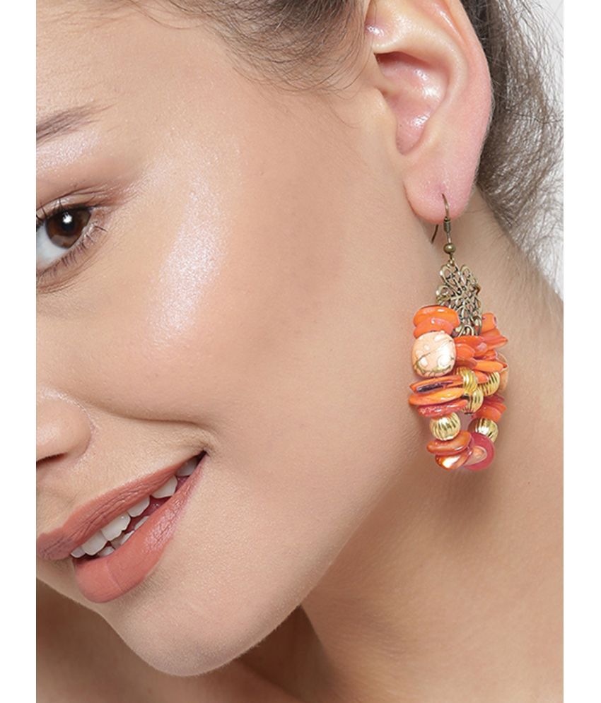     			YOUBELLA Orange Danglers Earrings ( Pack of 1 )