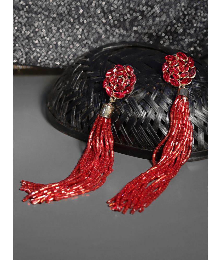     			YOUBELLA Red Danglers Earrings ( Pack of 1 )