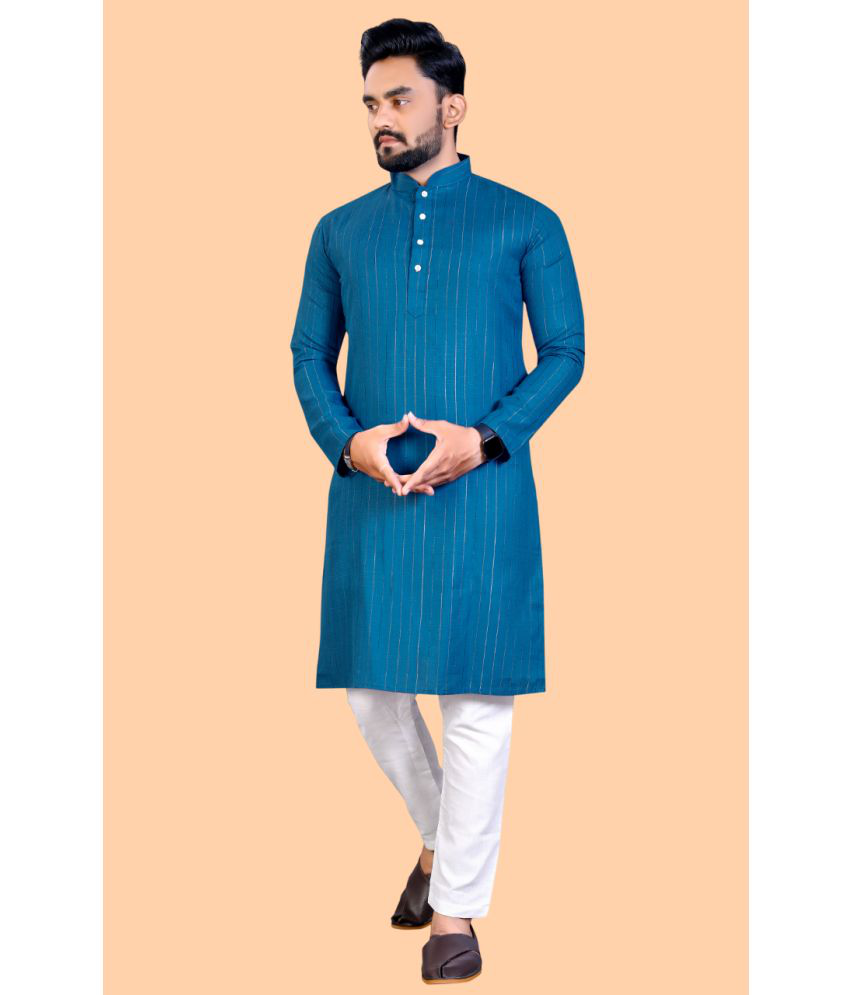     			Balaji's Blue Cotton Blend Regular Fit Men's Kurta Pyjama Set ( Pack of 1 )