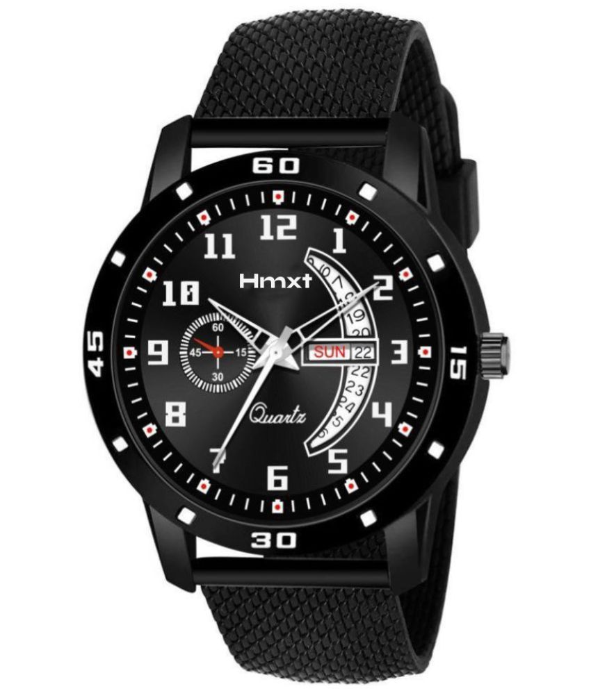     			HMXT Black Silicon Analog Men's Watch