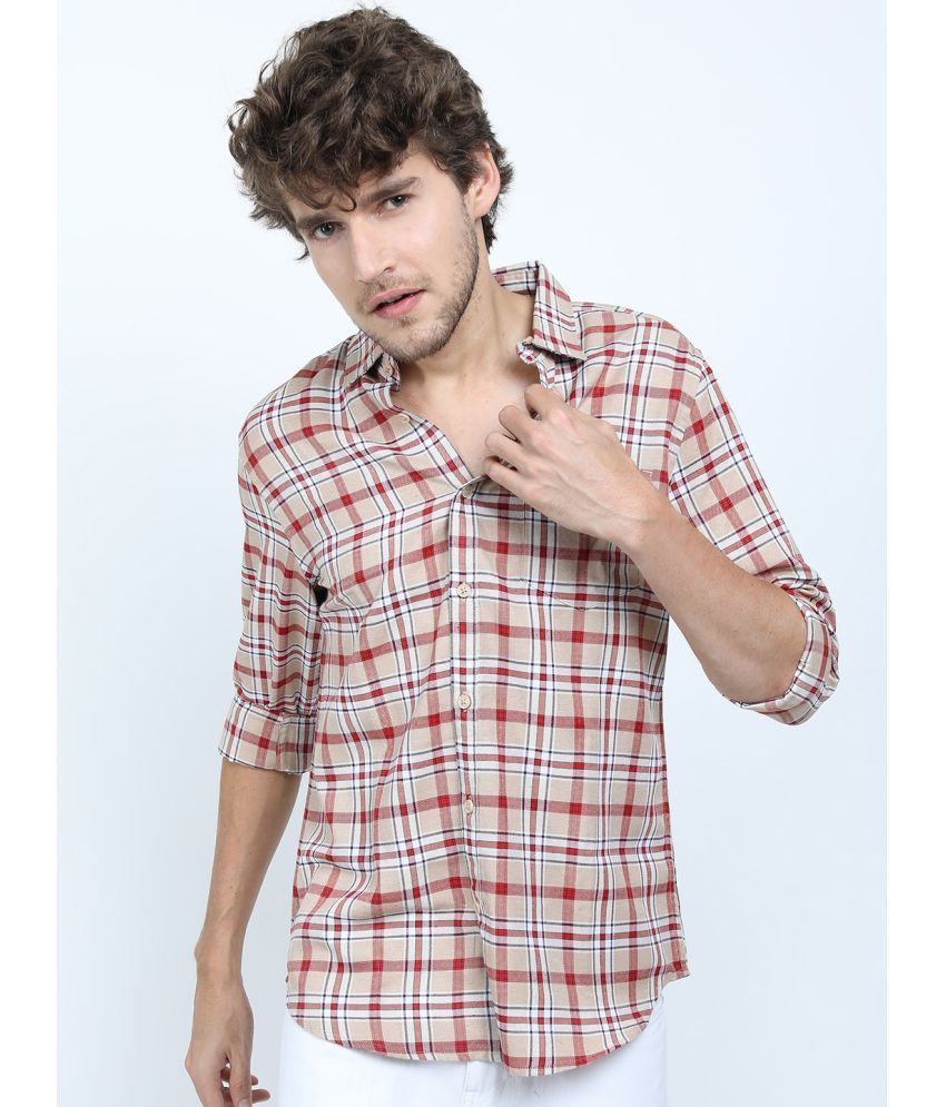     			Ketch Cotton Blend Regular Fit Checks Full Sleeves Men's Casual Shirt - Beige ( Pack of 1 )