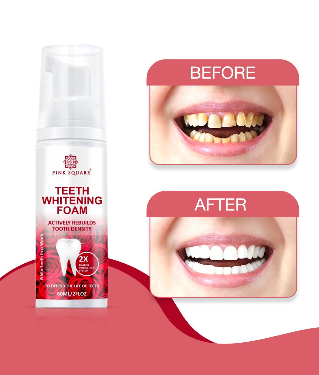     			pink square Teeth Whitening Foam Bad Breath Denture Oral Kit