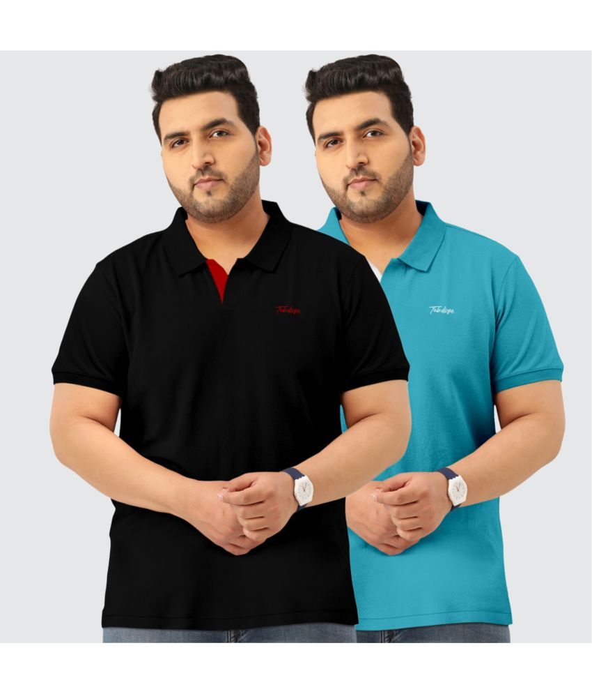     			TAB91 Pack of 2 Cotton Regular Fit Men's T-Shirt ( Black )