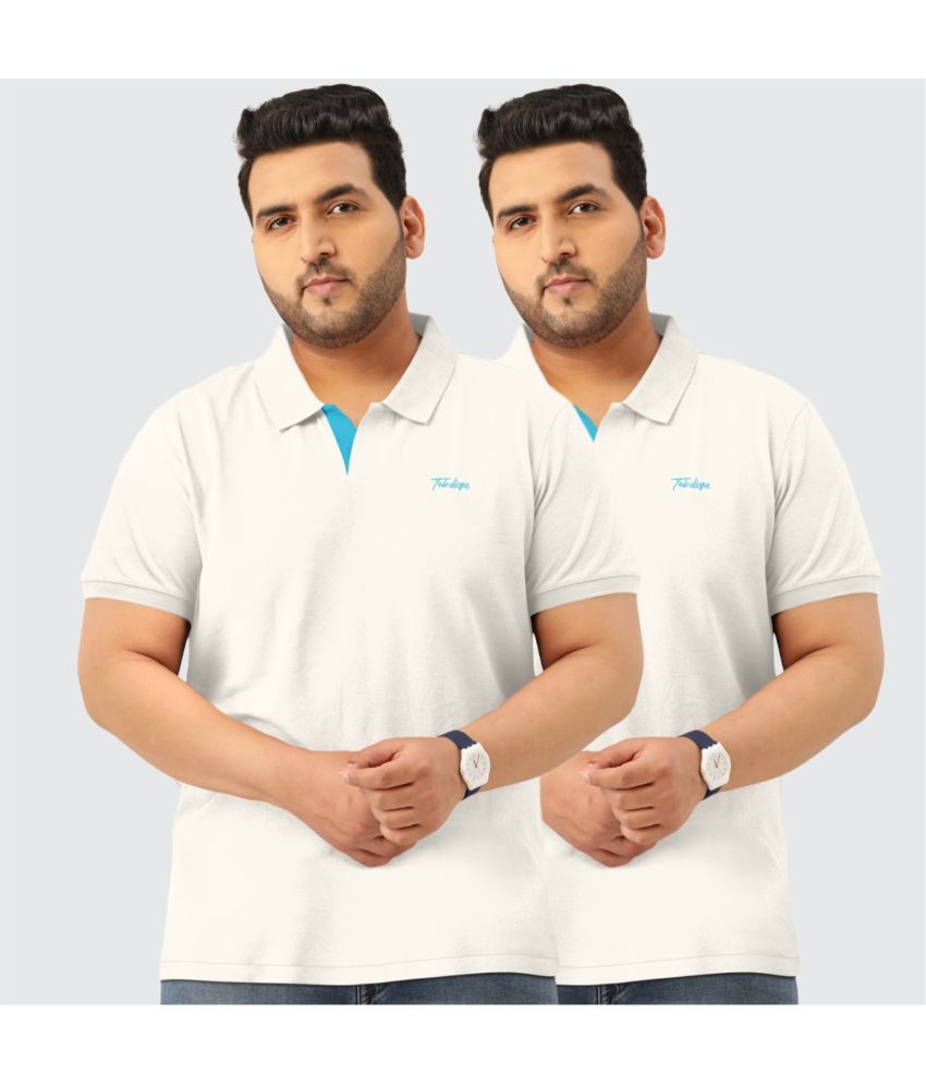     			TAB91 Cotton Regular Fit Solid Half Sleeves Men's Polo T Shirt - White ( Pack of 2 )