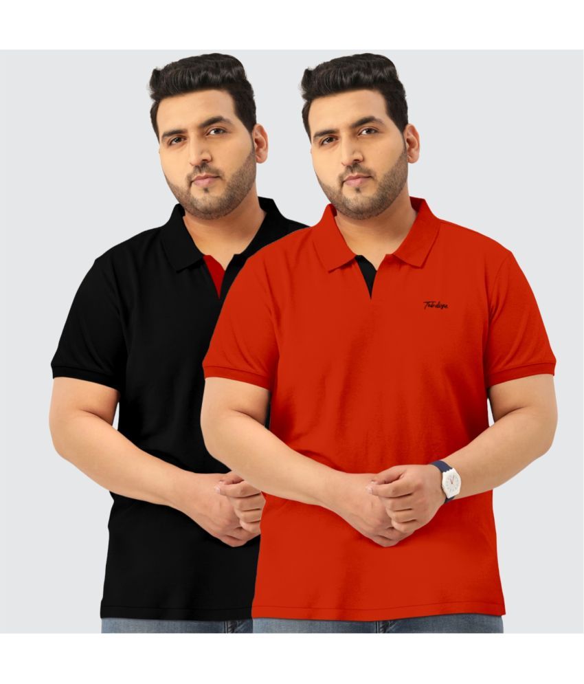     			TAB91 Cotton Regular Fit Solid Half Sleeves Men's Polo T Shirt - Black ( Pack of 2 )